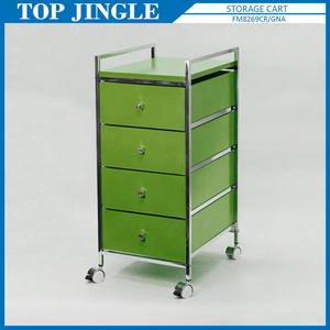 Carro de almacenamiento de plástico con cajón de madera de 4 niveles con ruedas - Product Image 3