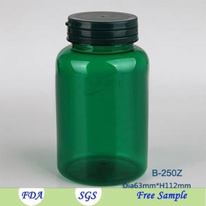 Flacone per pillole di medicina verde trasparente in PET da 300cc con tappo a strappo bianco bottiglie rotonde mediche in plastica PET - Product Image 3