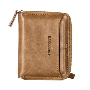 Baellerry Men's Horizontal Zipper Bag Card Wallet PU Card Holder Business Short Zipper Wallet