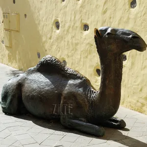Life size garden lying metal animal statue bronze camel sculpture