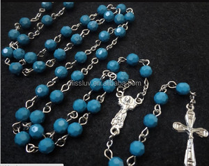 perle <span class=keywords><strong>di</strong></span> vetro <span class=keywords><strong>di</strong></span> <span class=keywords><strong>murano</strong></span> collana croce croce collana del rosario gioielleria cristiana gioielli regali - Product Image 6