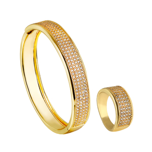 Gelang India Mewah Mode dengan Cincin Dua Buah Set Perhiasan Emas Sampanye Desain untuk Wanita - Product Image 6