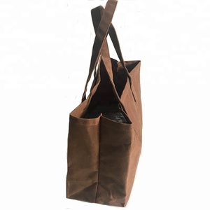 <span class=keywords><strong>Toile</strong></span> cirée Stand UP Shopping Sac fourre-tout fait à la main Sac d'épicerie solide Extra Large Carryall Sac à bandoulière - Product Image 5