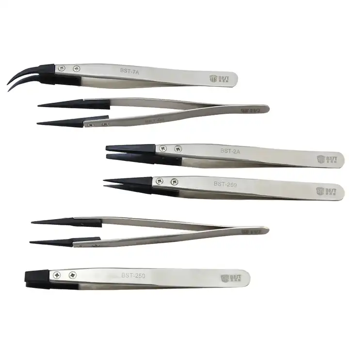 BST Round Flat Rubber Tipped Pointed Tweezers Stainless Steel - Buy BST  Round Flat Rubber Tipped Pointed Tweezers Stainless Steel Product on