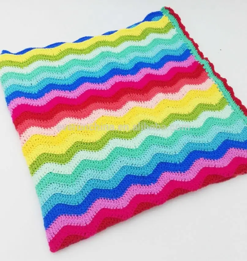 ZERO difetti 7gg gauge 100% acrilico free patterns colorful rainbow fashion crochet soft handmade baby knit throw coperta