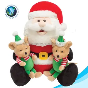 2016 New Christmas gift idea custom plush santa claus toy with mouse wholesale cartoon cute stuffed soft toy santa claus plush