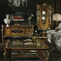 Table basse de style baroque turque en bois, 4 pièces, table latérale de luxe, style moyen-orient