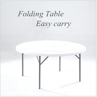 Table pliante ronde en plastique blanc HDPE à 10 places, prix avantageux