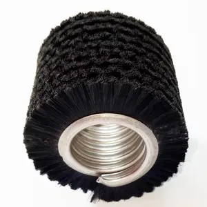 spiral wound wire nylon bristle roller brush for machine cleaning