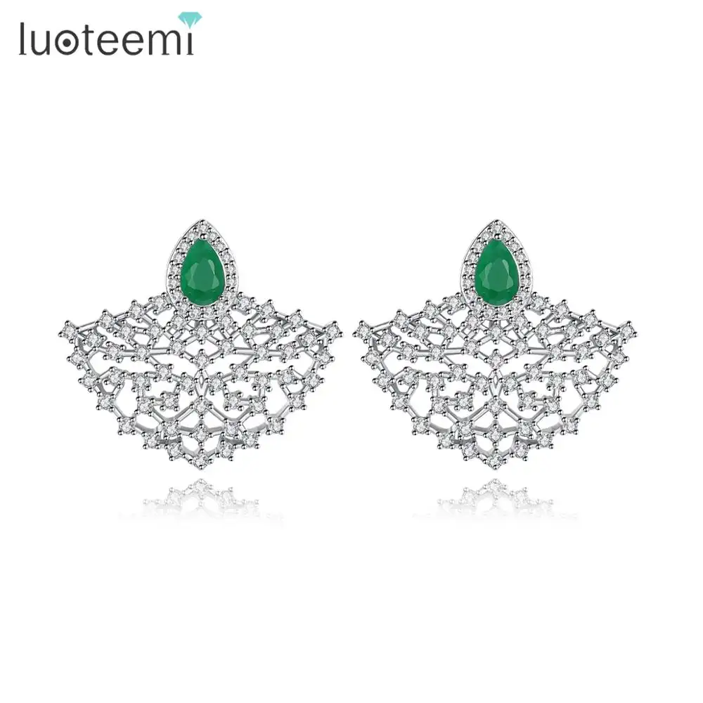 LUOTEEMI Luxe Verklaring Oversized Zirconia Party Oorbellen Tiny CZ Verharde Vrouwen Stud Oorbel