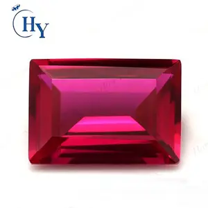 Lab Created Ruby 5# Baguette Cut blood ruby Gemstone