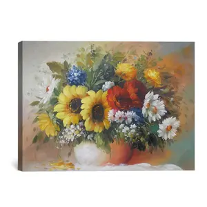 Realistic beautiful still life flower vase oil painting on canvas