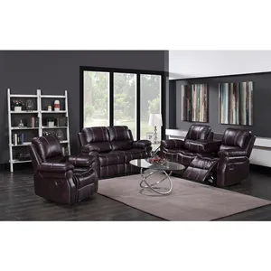 Modern Fashion Style 6 Seaters Living Room Air Leather Reclining Theater Sofa Sets Furniture