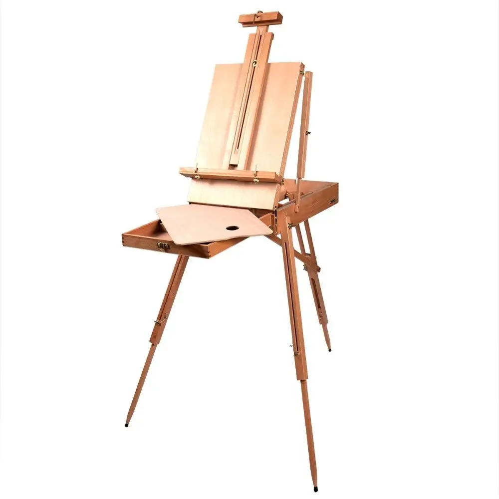 Francés caballete artista de pintura de madera caballete de dibujo caja portátil plegable Durable pantalla caballete