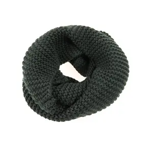 Thick And Chunky Knitted Army Green Infinity Scarf For Winter