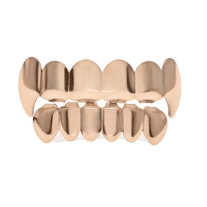 Grilles dentaires pour hommes et femmes en or rose, incrustations de cristaux de vampire, grilles dentaires supérieures et inférieures, grilles dentaires pour la bouche - Product Image 2