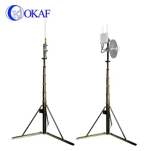 Tiang Lampu Menara Antena WIFI Komunikasi 18M 20M Manual Winch Tangan Tripod Tiang Teleskopik