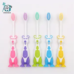 Manufacturer Supply Cute Dog Design Animal Shape Kids Toothbrush Small Size Baby Cute Cartoon Toothbrush With Suction