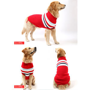 เสื้อสุนัขขนยาวแบบถักลายทางสไตล์อังกฤษ สำหรับสุนัขพันธุ์ลาบราดอร์และโกลเด้นรีทรีฟเวอร์ เหมาะสำหรับฤดูหนาว ให้ความอบอุ่น สำหรับสุนัขพันธุ์ใหญ่ - Product Image 4