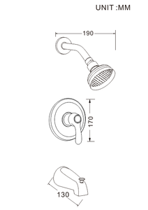 Haijun Watermark da 8 pollici soffione doccia a pioggia <span class=keywords><strong>con</strong></span> un manico singolo rubinetto doccia <span class=keywords><strong>con</strong></span> beccuccio <span class=keywords><strong>vasca</strong></span> valvola beccuccio cromato Kit - Product Image 2