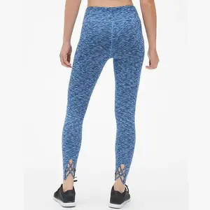 Vêtements de sport en gros Leggings froissés Blackout Lattice-Back Spacedye Leggings pleine longueur