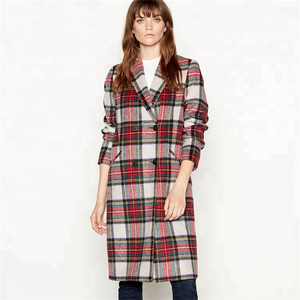 Winter <strong>Women</strong> Double Breasted Long Plaid <strong>Coat</strong> - Product Image 3