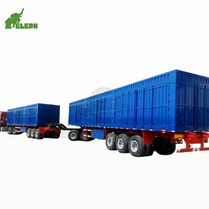 2 axis or 3 axles Tipping double flatbed Dolly Box Side Door Drop semi trailer coal van mongolia