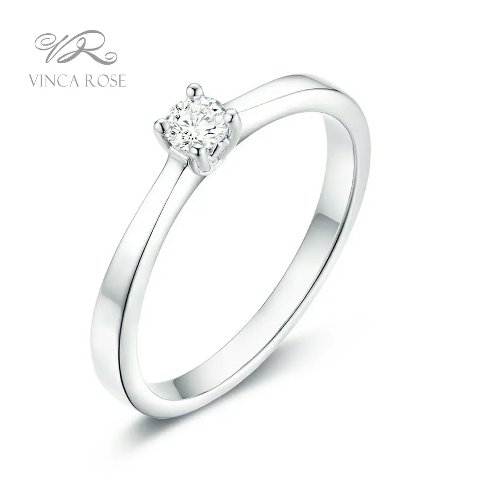 Solotaire Kim Cương Đính Hôn Nhẫn Trang Sức 2 Gram 18K Vàng Trắng Nhẫn Cưới