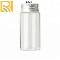 Pot en verre transparent haute clarté avec couvercle à vis en aluminium brillant, mini pot en verre à large ouverture pour emballage de cosmétiques, cadeaux et collations de boutique
