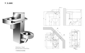 Cuvette de toilettes en acier inoxydable de haute qualité, design moderne, monobloc, à double chasse, fixation murale/sur pied, pour salle de bain - Product Image 2