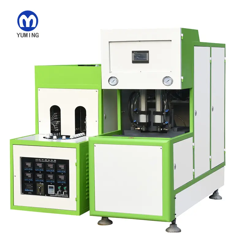 China manufacturer 500mL 1l 2 liter soda carbonated beverage bottle 2 cavity semi automatic PET blower blowing machine