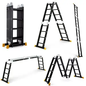 aluminum and steel material combination 4foldable 4steps multipurpose folding ladder