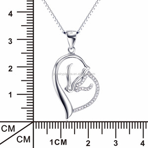 Gioielli raffinati 925 Sterling Silver madre bambino <span class=keywords><strong>cavallo</strong></span> amore zircone cuore <span class=keywords><strong>collana</strong></span> pendente per donna - Product Image 2