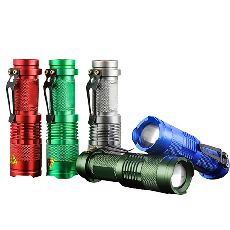 3 Modes SK68 14500 Element 3 Watt Rechargeable Red Zoom Aluminum Mini Led Flashing Pocket Clip Mini Torch Light