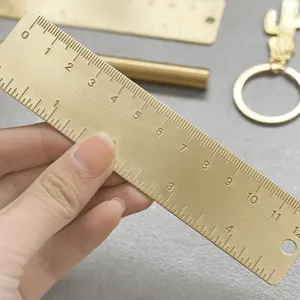 Brass Ruler Metal Copper Bookmark 10cm Triangle Ruler Inch   Cm