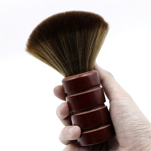 Cepillo de <span class=keywords><strong>Afeitar</strong></span> Redondo con Mango de Madera y Pelo de Animal, Cepillo <span class=keywords><strong>para</strong></span> Cuello <span class=keywords><strong>para</strong></span> Limpiar el Pelo Roto de Barbería - Product Image 2