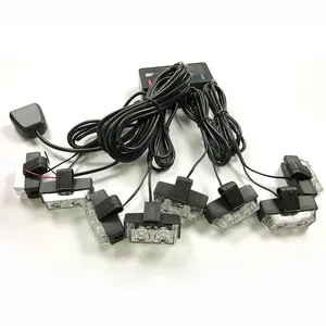 12V 24V 8X2LED 16发光二极管汽车闪光灯琥珀色绿色格栅发光二极管紧急警告闪光灯