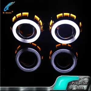 Cor dupla ccfl angel eyes 2.5 polegadas, hid xenon lente projetor farol