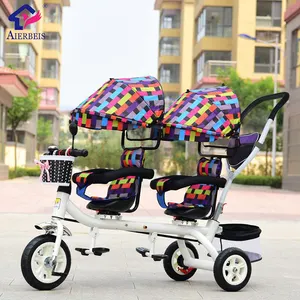 2018 bambini doppio sedile del bambino triciclo/triciclo per bambini a due posti per i gemelli con l'alta qualità
