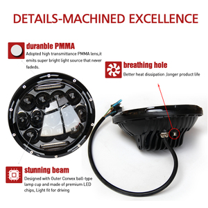 Offroad impermeable Ángel ojos respiración agujero redondo auto 7 pulgadas Faro, motocicleta jeep coche LED faro - Product Image 5