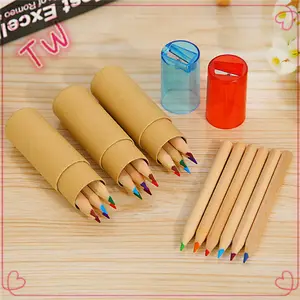 Free samples Korean Stationery Supplies Wholesale Cheap Cute 3.5 inches pencil wooden mini colored pencil