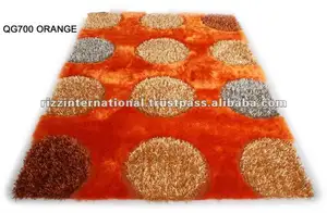 Alfombra peluda de poliéster naranja de calidad superior, diseño indio hecho a mano - Product Image 1