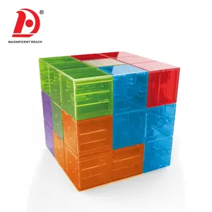 Huada 2023 54Pcs Set Kleurrijke Transparante Magische Vierkante Puzzel Kubus Magneet Blok Voor Kinderen