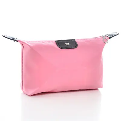 Günstige benutzer definierte Logo wasserdichte Nylon faltbare rosa Mädchen Frauen Make-up Taschen Funky Lady kosmetische Make-up-Tasche