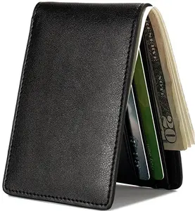 Men's Wallet TOP-GRAIN Genuine Leather Wallet Bifold Slim Wallet with RFID Blocking and ID Windows