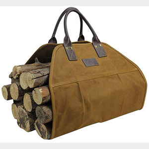 Waxed Canvas Fireplace <strong>Log</strong> <strong>Carrier</strong> Holders Large Firewood <strong>Carrier</strong> for Carrying Woods - Product Image 1