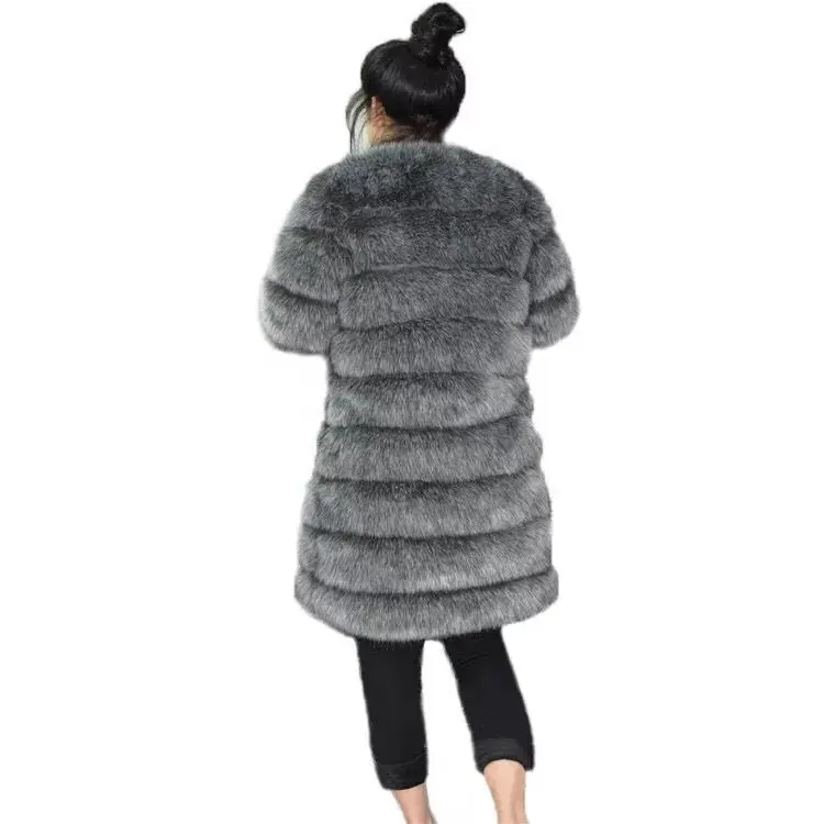 2018 nhiều màu Phụ Nữ Áo Khoác Nặng Faux Fur Dài Áo Khoác Mùa Đông Quần Áo Cho Phụ Nữ Giả Fox Fur Áo Ghi Lê & Áo Khoác Cho phụ nữ XXXL