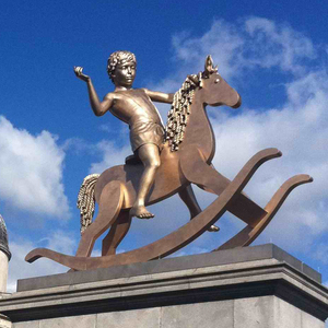 Cavaliere in bronzo con scultura di cavallo uomo indiano che guida su statua di cavallo - Product Image 3