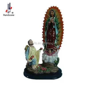 Yüksek kaliteli ev dekor öğeleri 12 inç reçine dini ürünler figürinler Virgen de Guadalupe bizim Lady