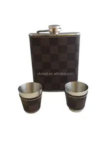 8 Oz Tùy Chỉnh Thép Không Gỉ Jack Daniel Da Đen Hip Flask Set